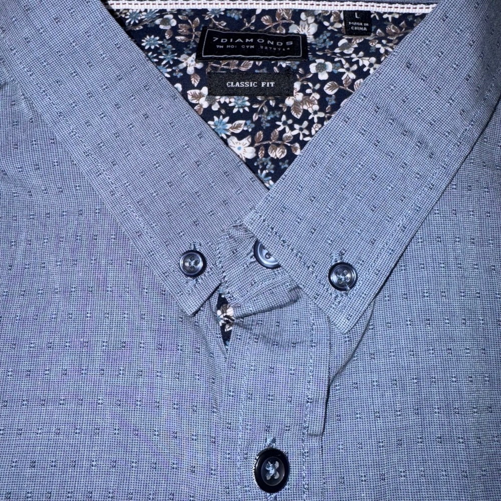 Men's 7Diamonds Groove City Button front Shirt L, Blue Floral - Picture 4 of 11